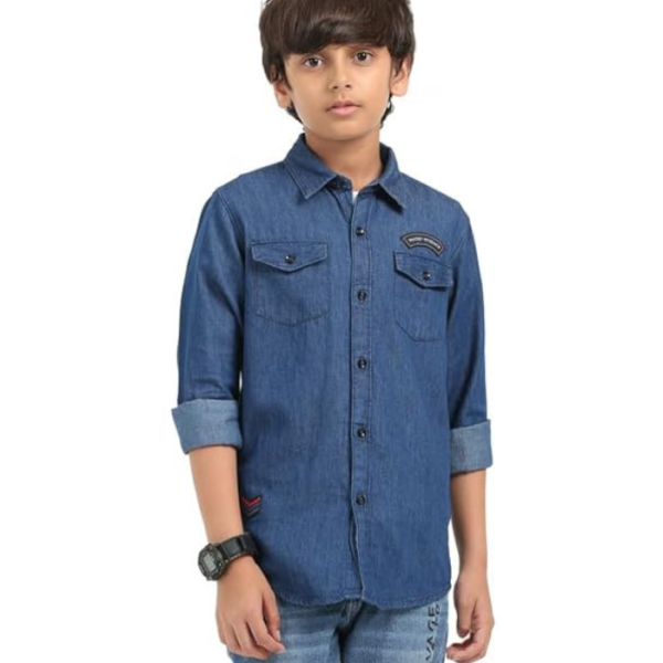 Red Nine Boys Shirt | Full Sleeves, Spread Collar Solid Regular Fit | Stylish Casualwear Buttoned Junior Double Pocket Shirt for Young