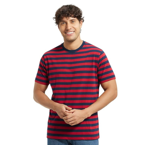 Jockey 2715 Men's Super Combed Cotton Rich Striped Regular Fit Round Neck Half Sleeve T-Shirt