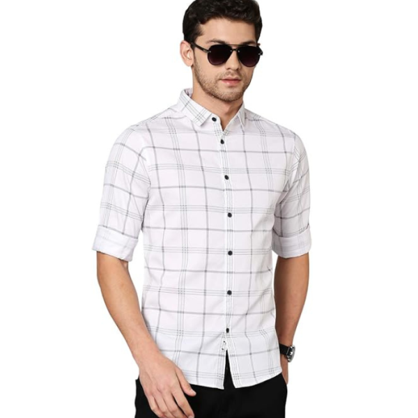 Dennis Lingo Men's Checkered Slim Fit Cotton Casual Shirt