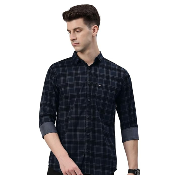 Majestic Man Men Small Checkered Slim Fit Cotton Casual Shirt