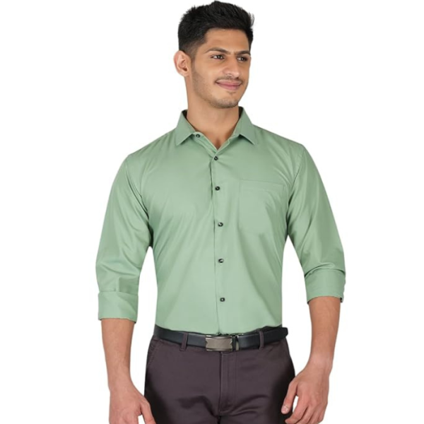 OUNG & FORMALS by CAMBRIDGE Men's Slim Fit Solid Formal Shirt | Full Sleeves, Spread Collar | Premium Polyester Cotton Blend | Classic Business & Office Wear