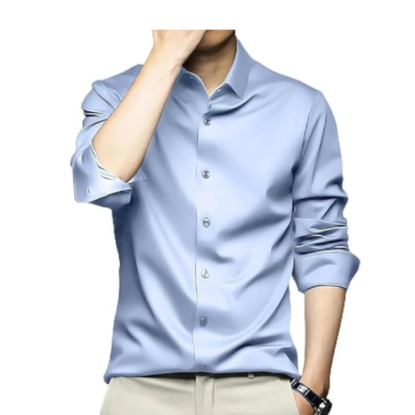 DEELMO Men's Stylish Solid Satin Casual Shirt for Men Full Sleeves| Poly Satin Silk Shirt