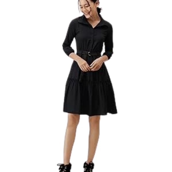 AASK Women Peplum Gathared Stylish Dress with Belt