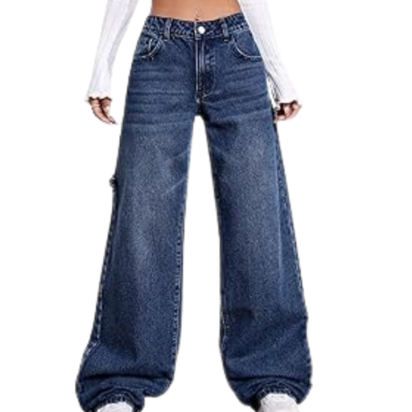 GRECIILOOKS Women's Regular Fit High Rise Pant Baggy High Waist | Bell Bottom Jeans