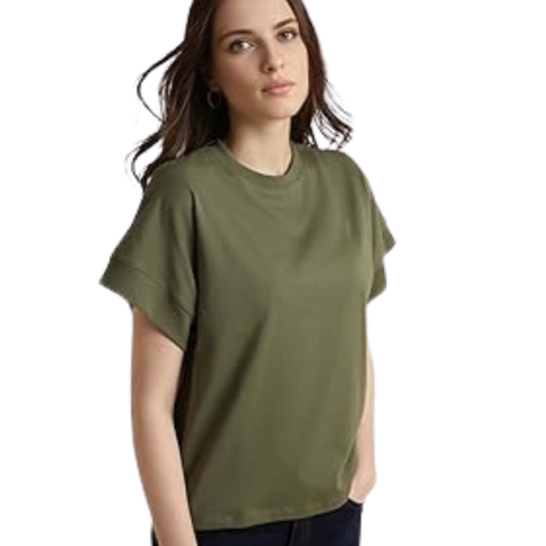 Van Heusen Women's Cotton Regular Fit Half Sleeve Crew Neck Casual Regular Comfort Fit T-Shirt