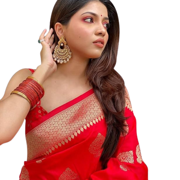 C J Enterprise Women's Kanjivaram Art Silk Saree Soft Banarasi Style Sari With Blouse Piece For Wedding