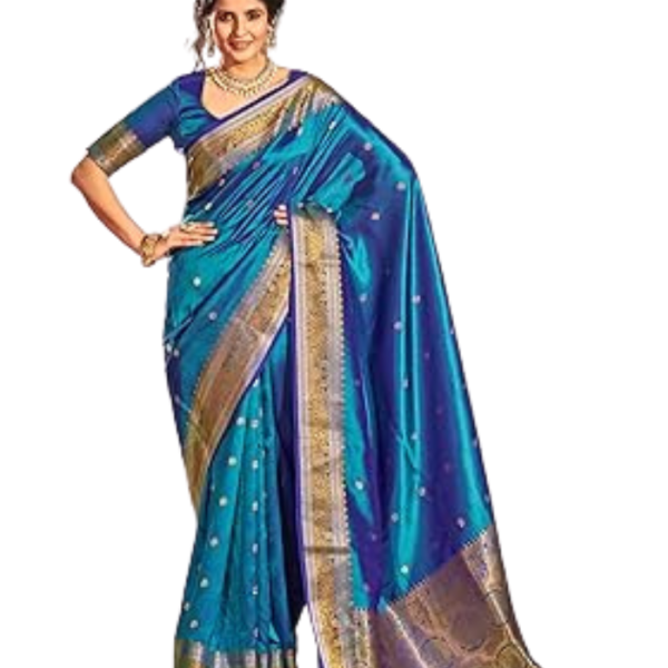 SWORNOF Womens Kanjivaram Silk Saree with Zari Woven Saree With Blouse Piece