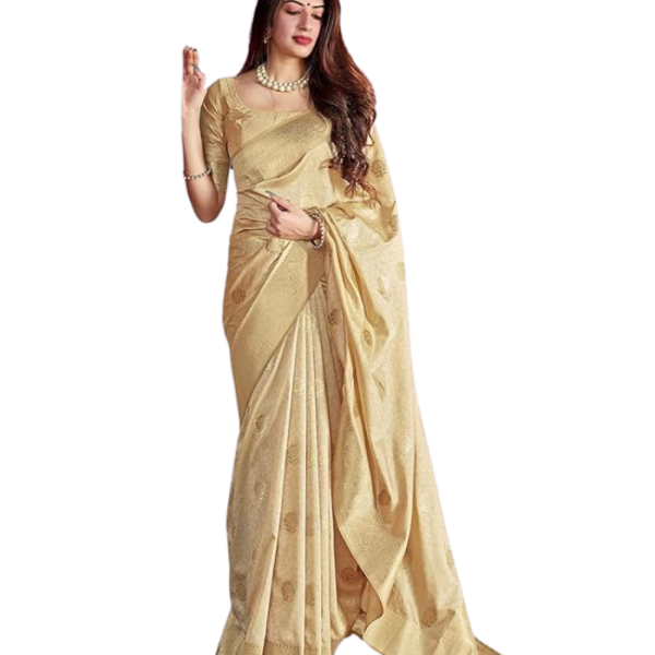 SGF11 Women's Kanjivaram Pure Soft Silk Saree For Women Pure Golden Zari With Blouse Piece