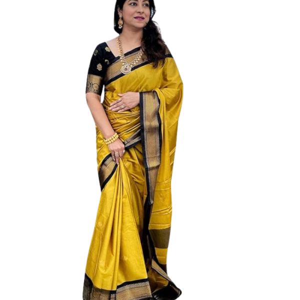 SGF11 Women's Kanjivaram Soft Lichi Silk Saree With Blouse Piece