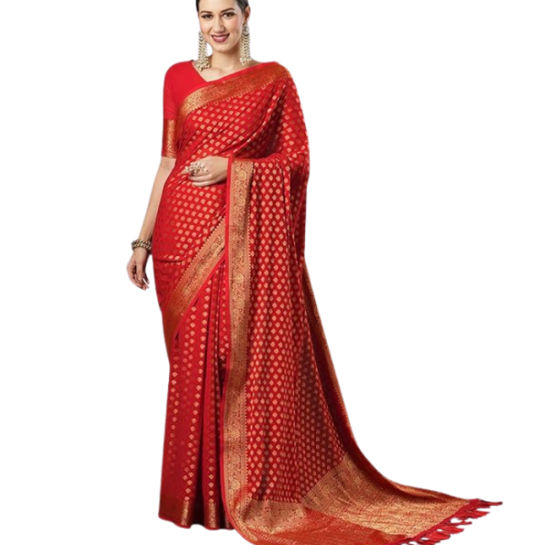 AKHILAM Women's Viscose Ethnic Motif Printed Saree With Unstitched Blouse Piece