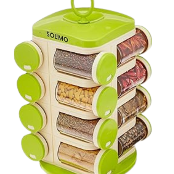 Solimo Revolving Plastic Spice Rack set (16 pieces)